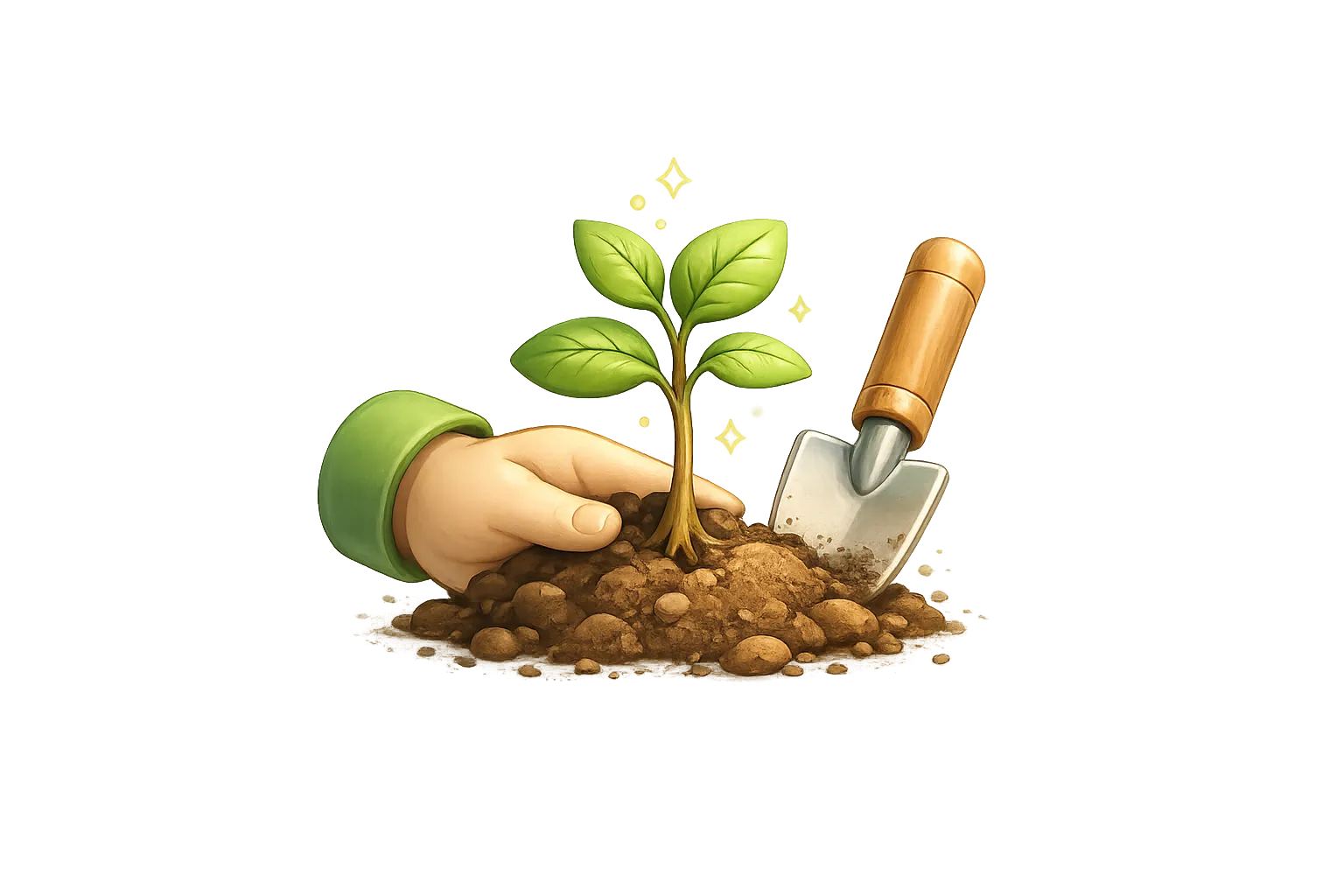 Young tree being planted in soil