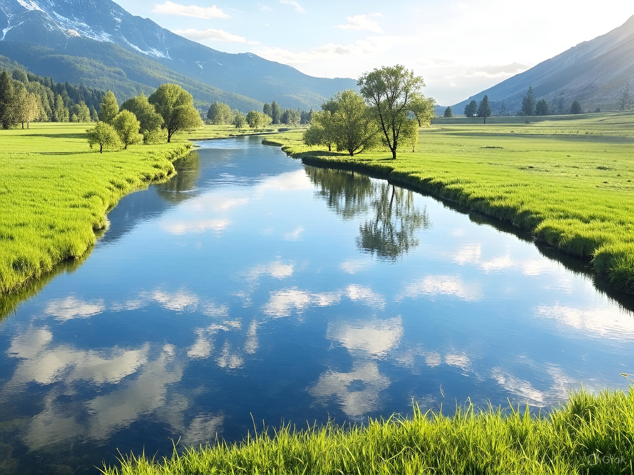 River flowing through a lush green forest, representing Clean Coupons' tree-planting mission